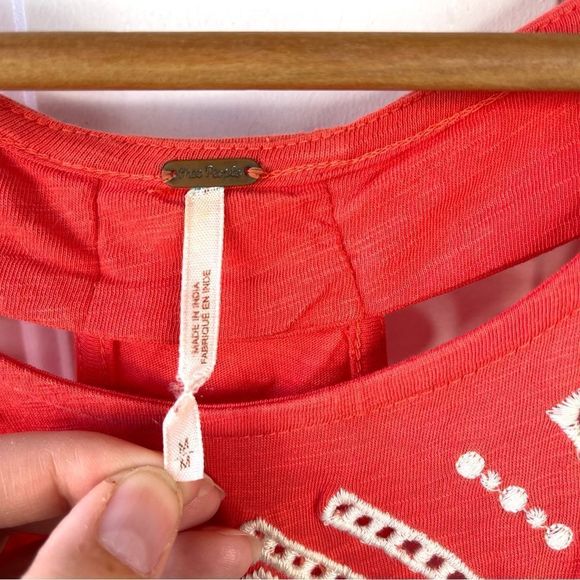 Free People Toosaloosa Slub Meadows Midi Coral Orange Dress Size Medium - Picture 4 of 11